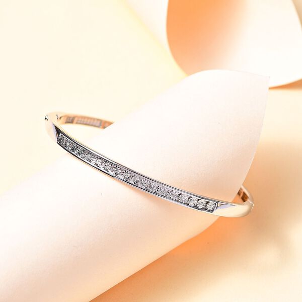 Wei&szlig;er Diamant Armreif ca. 19 cm Messing image number 2