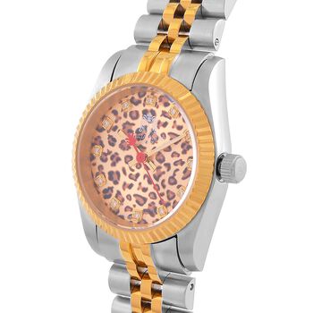 WILLIAM HUNT Moissanit-Akzent-Uhr, Schweizer Uhrwerk und silbernem Schneeleoparden-Zifferblatt