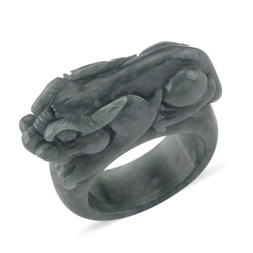 EXTREM SELTEN - Natürlicher Olmek Jadeit Pixiu Ring 21 cm ca. 90.00 ct (Größe 19.00) image number 0