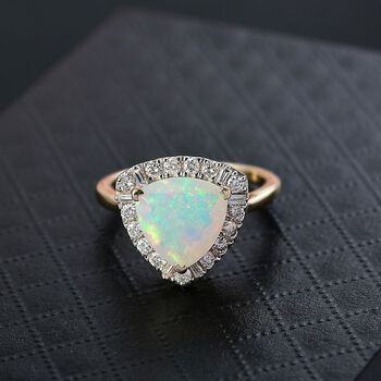 LUXURIANT DIAMOND - AAA Nat&uuml;rlicher, &auml;thiopischer Welo Opal, Lab Grown Diamant Ring 417 Gold (Gr&ouml;&szlig;e 20.00) ca. 3,00 ct