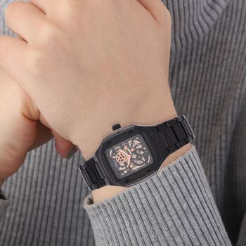 Reiner Edelstahl IP-Schwarz-Plattierung Uhren 20 cm ca. 128,00g