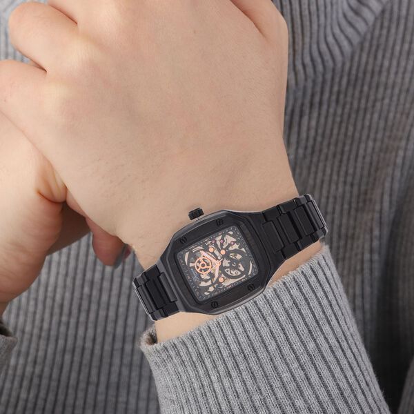 Reiner Edelstahl IP-Schwarz-Plattierung Uhren 20 cm ca. 128,00g image number 3