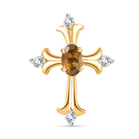 AA Natürlicher goldener Tansanit und Moissanit-Kreuz-Anhänger - 0.35 ct.