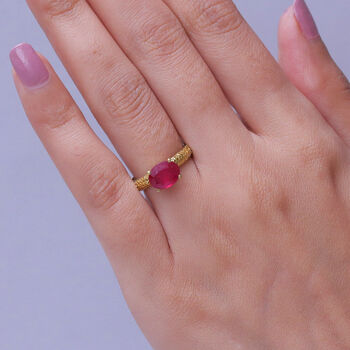 D'Joy AA Afrikanischer Rubin (Fissure gef&uuml;llt) Ring 925 Silber 750 Vergoldet (Gr&ouml;&szlig;e 17.00) ca. 2,71 ct