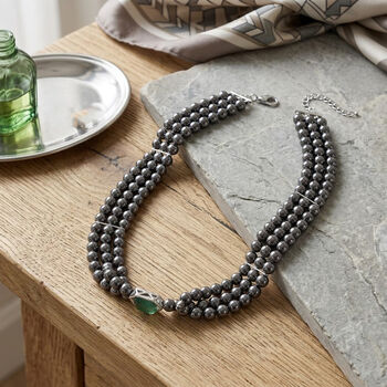 Gr&uuml;ner Kristall, Terahertz Halskette, ca. 43 cm mit 5 cm extender