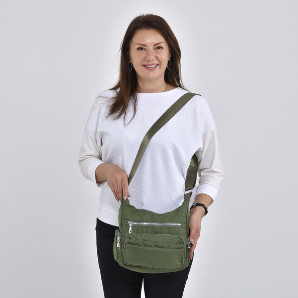 Umhängetasche mit mehreren Fächern, Grün image number 2