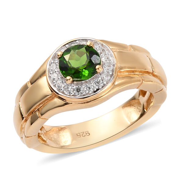 Nat&uuml;rlicher Chromdiopsid und Zirkon Ring 925 Silber vergoldet  ca. 0,91 ct image number 5