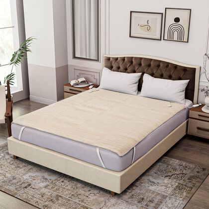 Elektrische Unterdecke, 160x160cm - 280 GSM Fleece-Oberseite und 400 GSM Unterseite, geeignet f&uuml;r 230 V Steckdosen, mit automatischem Timer, wei&szlig;