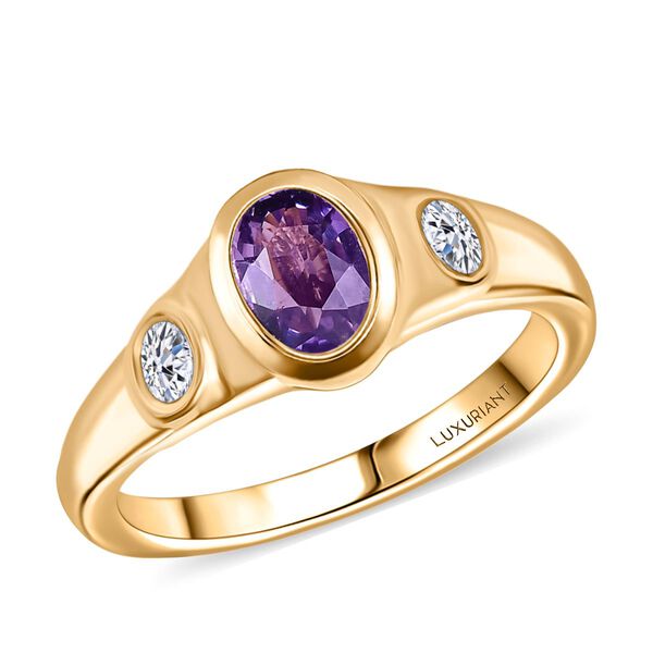 LUXURIANT AAA natürlicher Farbwechsel Saphir und Labor Diamant Ring - 1 ct. image number 4