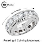 J Francis gefertigt mit SWAROVSKI Weißer Swarovski Kristall Spinning-Ring, 925 Silber rhodiniert (Größe 21.00) 3.40 ct