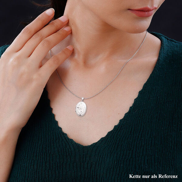 Ovaler Medaillon-Anhänger und Kette, 925 Silber rhodiniert, ca. 6,90g image number 1