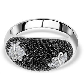 Schwarzer Spinell und Zirkon-Ring - 1,03 ct.