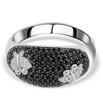 Schwarzer Spinell und Zirkon-Ring - 1,03 ct.