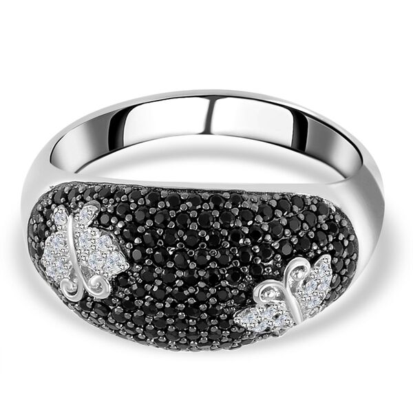 Schwarzer Spinell und Zirkon-Ring - 1,03 ct.