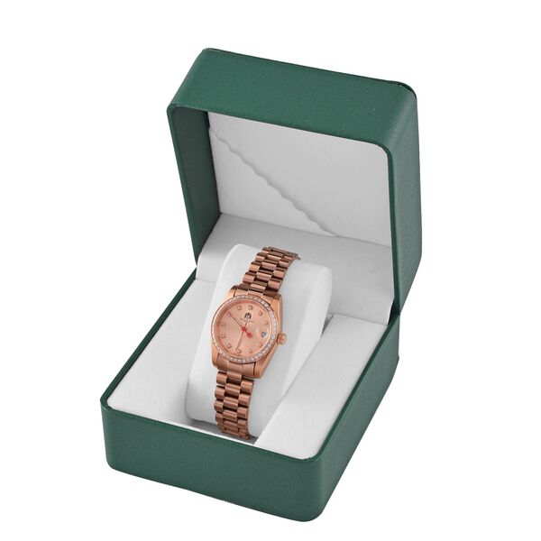 Moissanit Uhren 20 cm Reiner Edelstahl IP Rosa Plattierung image number 8