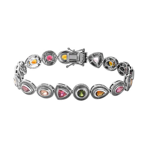 Merfarbiges-Turmalin Armband, ca. 19 cm 925 Silber platiniert ca. 7.52 ct image number 0