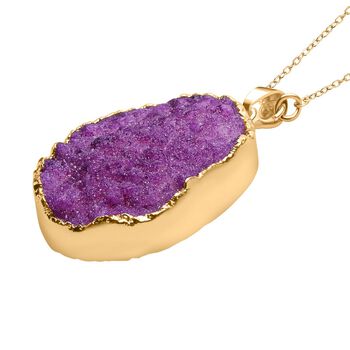Lila Drusy Quarz-Anh&auml;nger mit 60cm Kette - 30 ct.