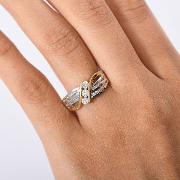 LUXURIANT DIAMOND -Lab Grown Diamant SI-GH SGL zertifiziert Ring, 925 Silber Rhodiniert und 750 Gelbgold Vermeil (Gr&ouml;&szlig;e 19.00) ca. 0.75 ct image number 3