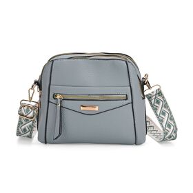 Crossbody-Tasche mit mehreren Reißverschlussfächern und abnehmbarem Gurt, 25x9x18cm, Hellblau