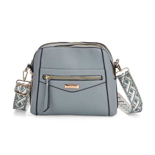 Crossbody-Tasche mit mehreren Reißverschlussfächern und abnehmbarem Gurt, 25x9x18cm, Hellblau image number 0