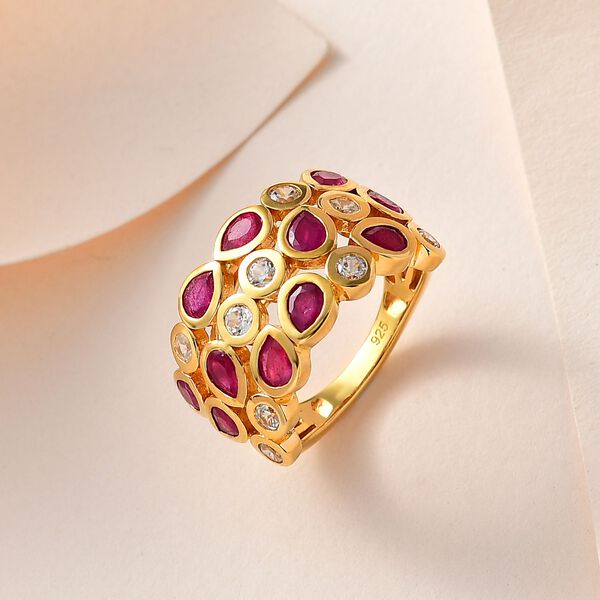 Afrikanischer Rubin und Zirkon-Ring - 3,14 ct. image number 2