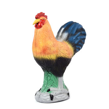 Hahn Gartendekoration, Orange, Schwarz und Blau