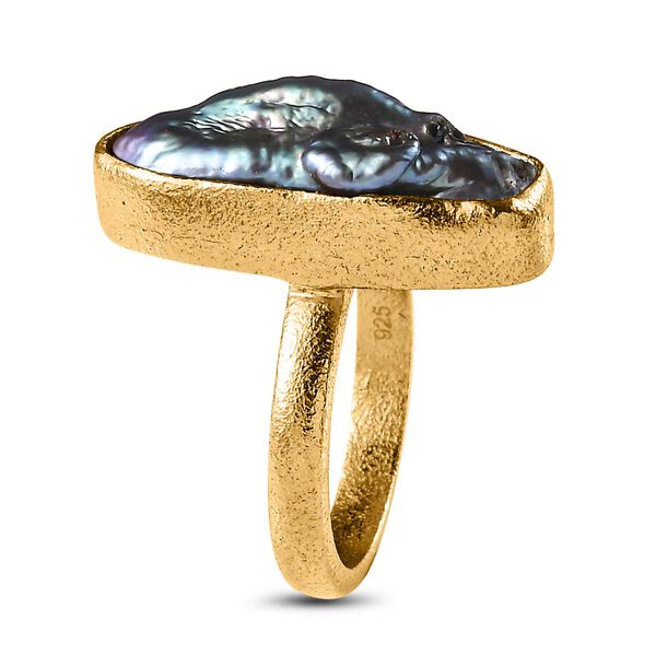 S&uuml;&szlig;wasser Pfau Perle Ring, 925 Silber Gelbgold Vermeil, (Gr&ouml;&szlig;e 16.00) image number 5
