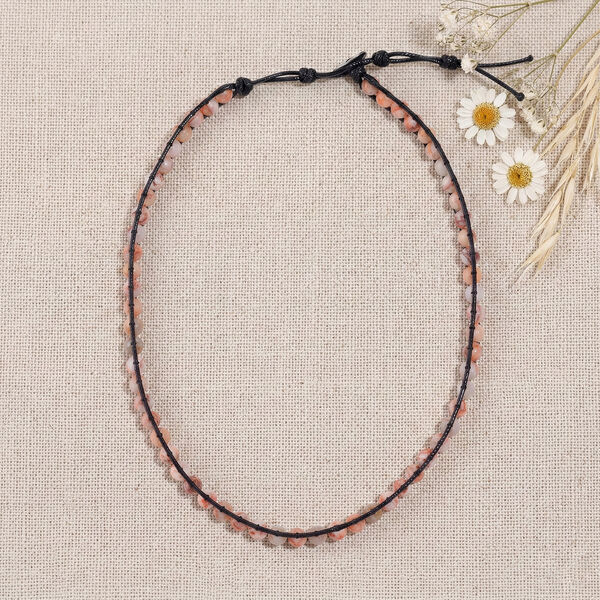 Roter Web-Jaspis Halskette, flexibel (ca. 42 cm), ca. 80.00 ct image number 2