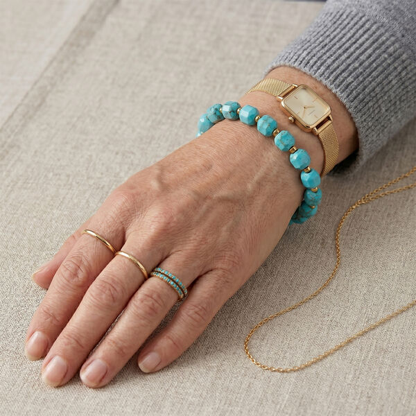 Blauer Howlit, Glas Armband, flexibel, 316L Edelstahl 58.00 ct image number 2