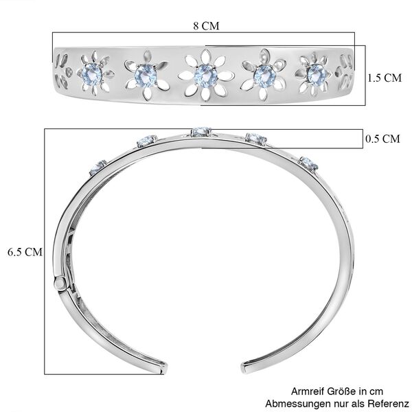 Himmelblauer Topas Armreif ca. 19 cm Edelstahl ca. 2.80 ct image number 6