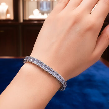 Wei&szlig;es Zirkonia-Armband in Silberton, 18+2,5cm