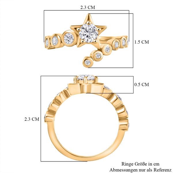 D’Joy Moissanit Bypass Ring, 925 Silber vergoldet - 0,79 ct. image number 6