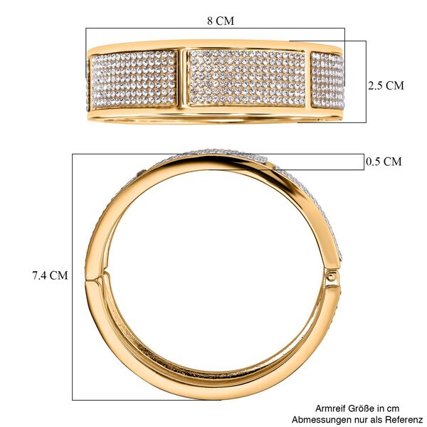 Weißer Kristall Armreif, ca. 19 cm, goldfarben image number 6