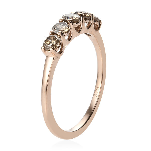 Natürlicher Champagner Diamant Ring, 375 Roségold  ca. 0,50 ct image number 4