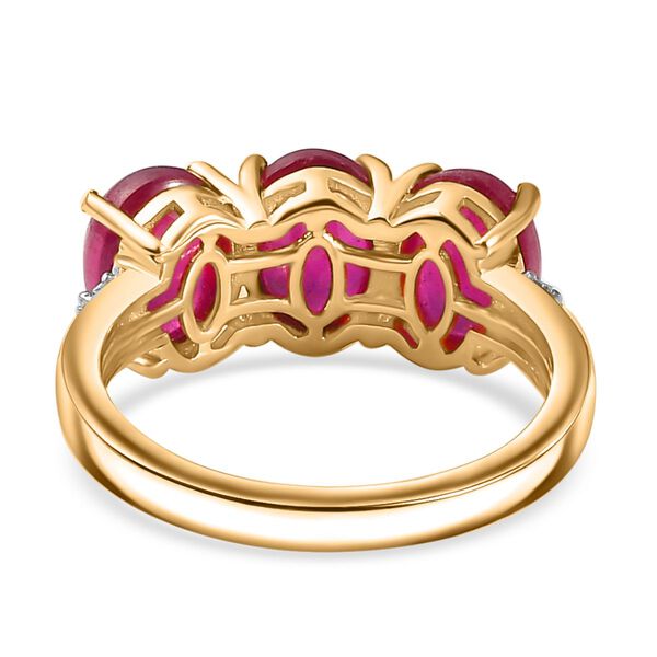 AA Afrikanischer Rubin (Fissure gefüllt), Weißer Diamant Ring, 925 Silber 750 Gelbgold Vermeil (Größe 18.00) ca. 6.07 ct image number 6