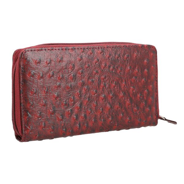 Echtleder Brieftasche mit Strau&szlig;enpr&auml;gung, rot image number 3