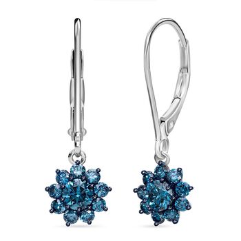 LUXURIANT DIAMOND- SGL zertifizierter SI-GH Labor blauer und wei&szlig;er Diamant Ring und Ohrringe