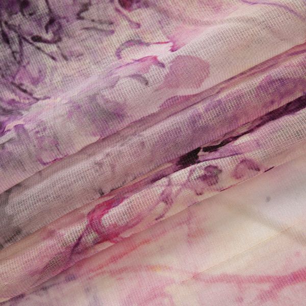 LA MAREY - Luxuri&ouml;ser Floral-Print Schal, Merinowolle und Maulbeerseide, braun image number 3