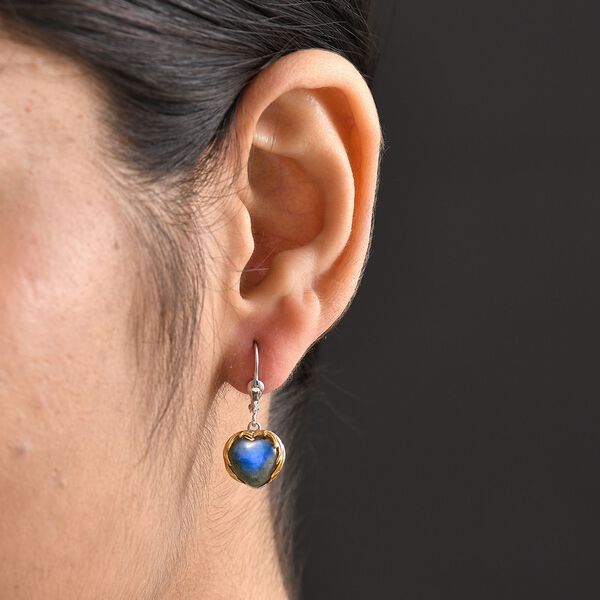 D'Joy AAA Labradorit Ohrringe 925 Silber Rhodiniert und 750 Gelbgold Vermeil ca. 7.34 ct image number 3