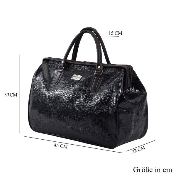 PASSAGE Weekender Reisetasche mit Korkodilprägung, Schwarz image number 6