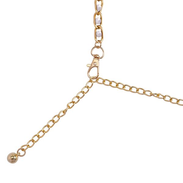 Modischer Ketteng&uuml;rtel, Aluminium + Kunststoff-Zierperlen, Gesamtl&auml;nge 115cm (65+50), 30g, gewebt, wei&szlig; image number 3