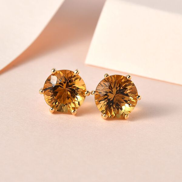 120 Facetten Citrin Ohrringe, 925 Silber Gelbgold Vermeil ca. 4.14 ct image number 2