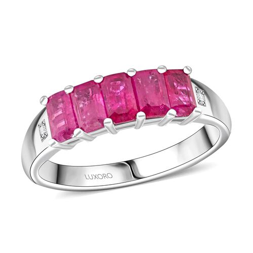 LUXORO zertifiziert und geprüft AAA natürlicher Mosambik-Rubin und Diamant Ring in 585 Weißgold - 1,55 ct. image number 0
