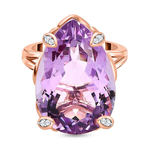 Rosa Amethyst und Zirkon Cocktail Ring - 17,74 ct.