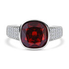 LUSTRO STELLA - Orange Zirkonia, Weißer Zirkonia Ring, 925 Silber rhodiniert, (Größe 16.00) ca. 9.02 ct