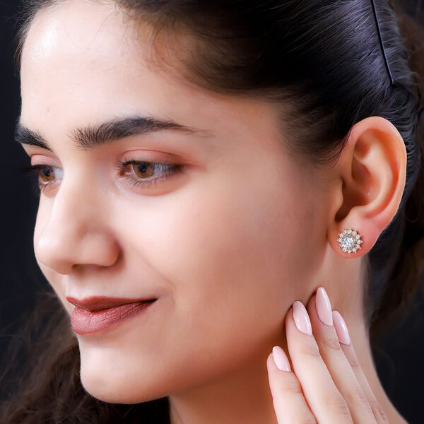 Weiße Zirkonia Ohrringe, 925 Silber vergoldet ca. 4,39 ct image number 3