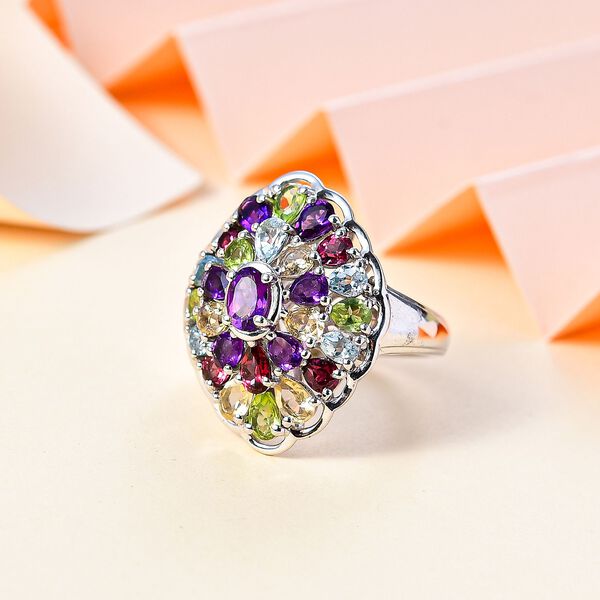 Afrikanischer Amethyst, Rhodolith Granat Ring in Birnenform, 925 Silber rhodiniert (Gr&ouml;&szlig;e 21.00), ca. 5.20 ct image number 2