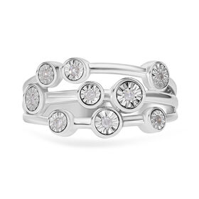 Weißer Diamant P Ring, 925 Silber platiniert (Größe 20.00) ca. 0.10 ct