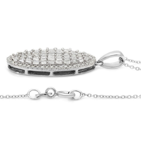 Diamant Cluster Anh&auml;nger mit Kette 50 cm 925 platiniert ca. 1,00 ct image number 4