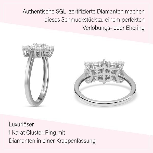 LUXORO klassischer SGL zertifizierter I1 GH Diamant-Boot-Ring in 585 Weißgold - 1 ct. image number 12